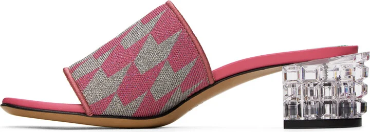 Marni Pink & Gray Jacquard Heeled Sandals - Image 3