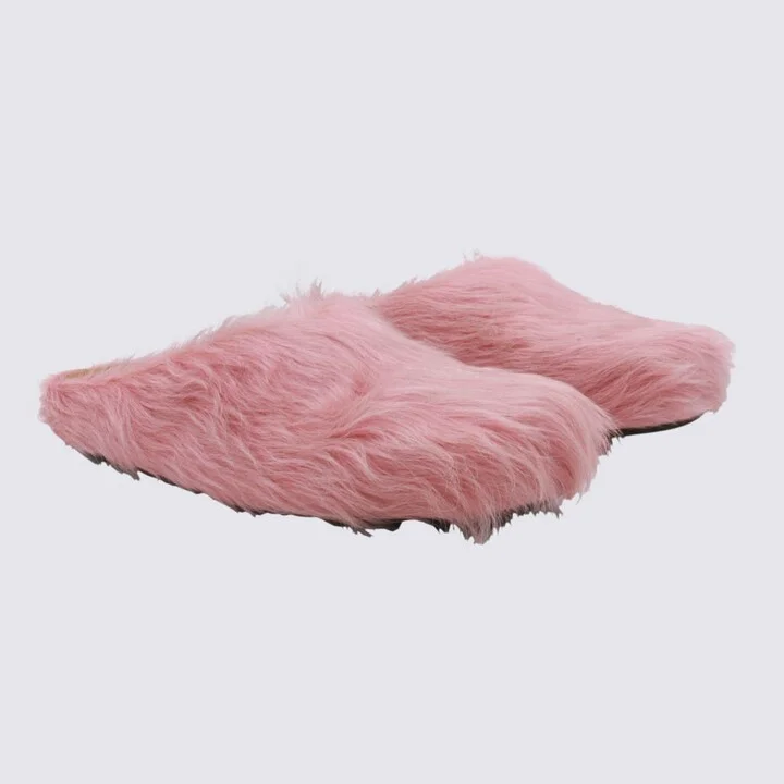 Marni Pink Leather Fussbett Flats - Image 2