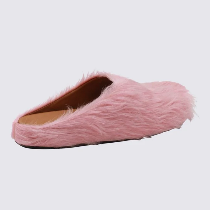 Marni Pink Leather Fussbett Flats - Image 3