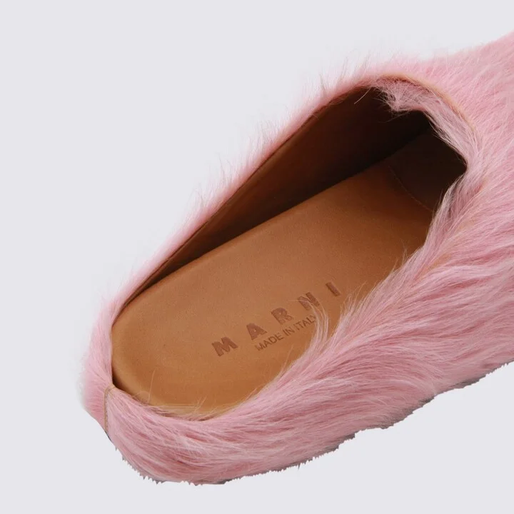 Marni Pink Leather Fussbett Flats - Image 4