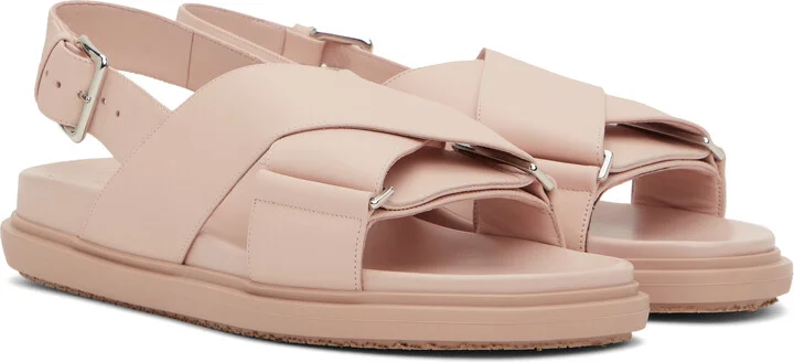Marni Pink Leather Fussbett Sandals - Image 4