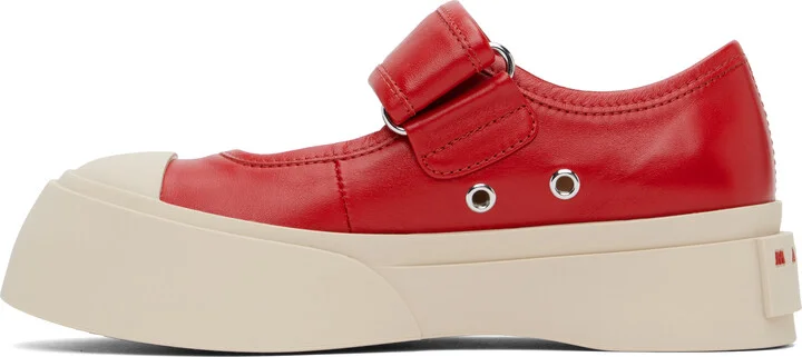 Marni Red Leather Mary Jane Sneakers - Image 3