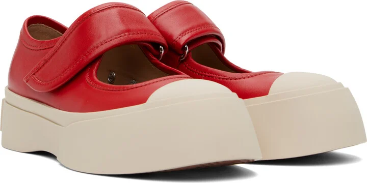 Marni Red Leather Mary Jane Sneakers - Image 4