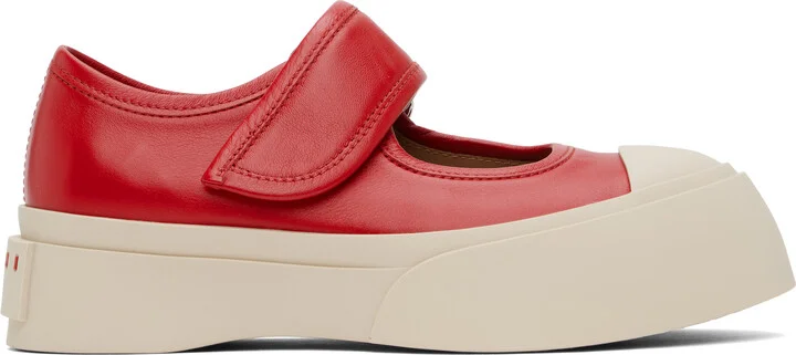 Marni Red Leather Mary Jane Sneakers