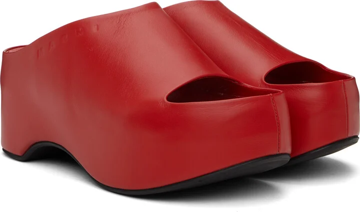 Marni Red Platform Heeled Sandals - Image 4