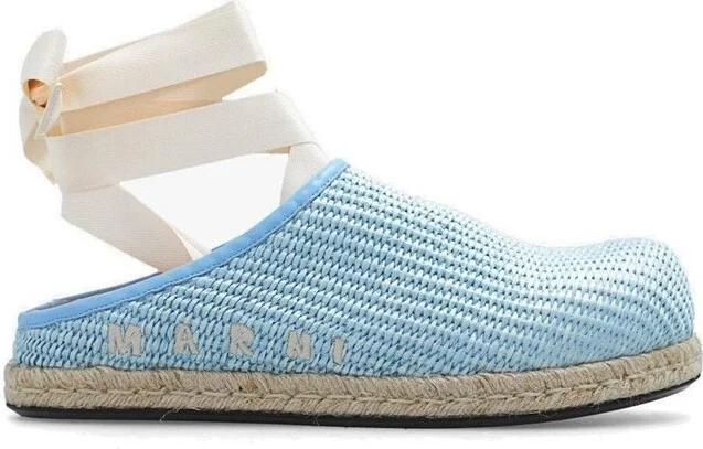 Marni Round Toe Ankle Strap Slippers