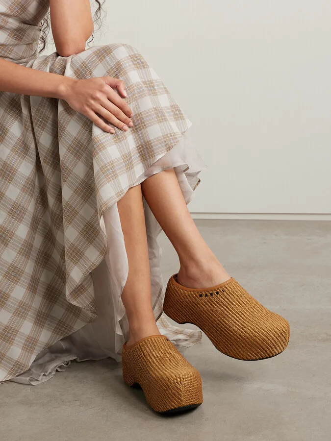 Marni - Sabot Raffia Platform Clogs - Neutrals - Image 2