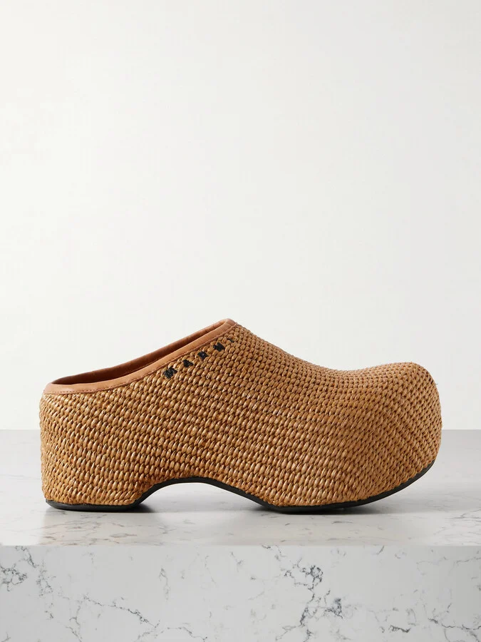 Marni - Sabot Raffia Platform Clogs - Neutrals