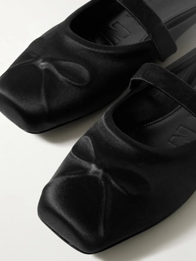 Marni - Sabot Satin Ballet Flats - Black - Image 4