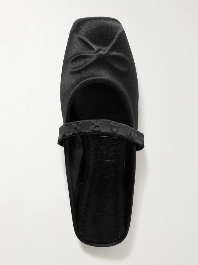 Marni - Sabot Satin Ballet Flats - Black - Image 5