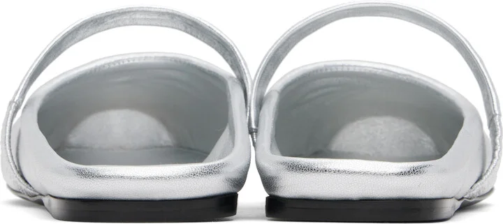 Marni Silver Leather Little Bow Sabot Slippers - Image 2