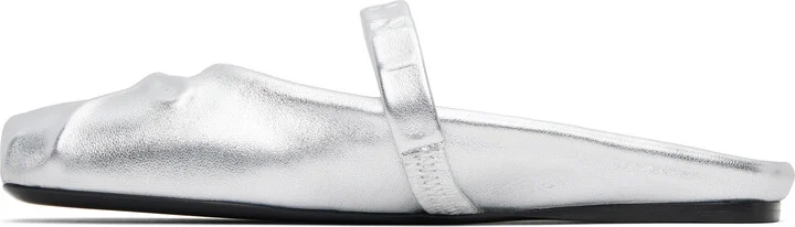 Marni Silver Leather Little Bow Sabot Slippers - Image 3