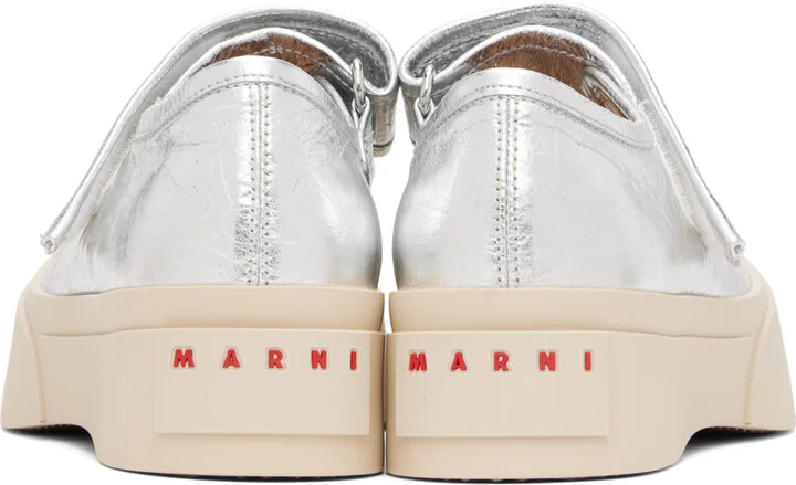Marni Silver Leather Mary Jane Sneakers - Image 2