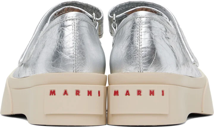 Marni Silver Leather Mary Jane Sneakers - Image 2