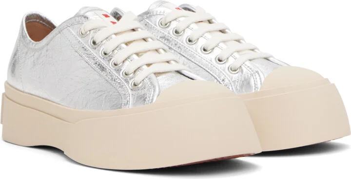 Marni Silver Pablo Lace-Up Sneakers - Image 4