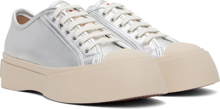 Marni Silver Pablo Lace-Up Sneakers - Image 4
