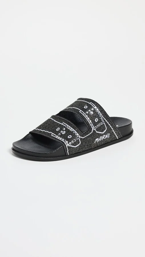 Marni Slide Glitter Sandals - Image 2