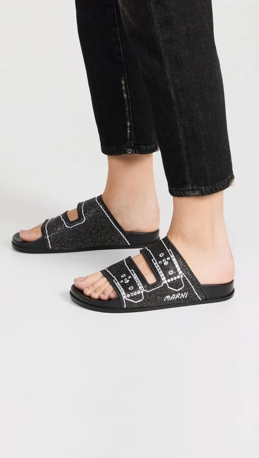 Marni Slide Glitter Sandals - Image 3
