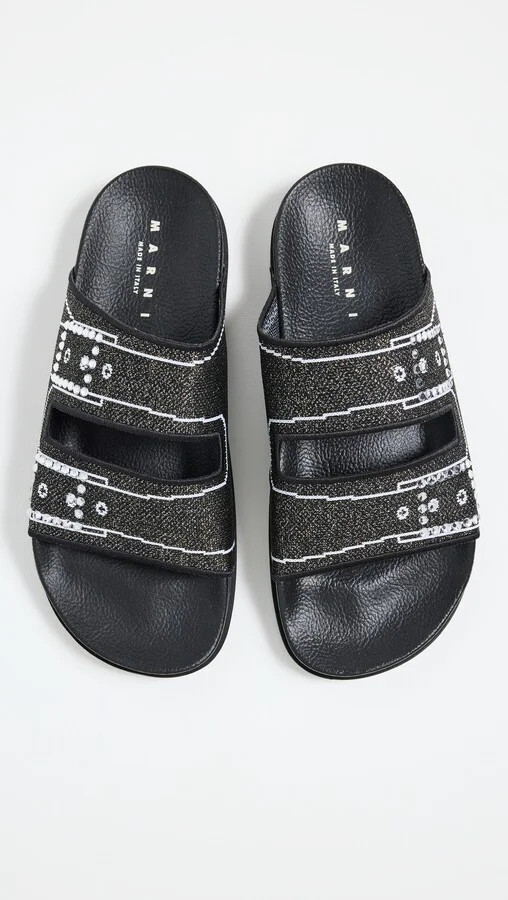 Marni Slide Glitter Sandals - Image 4