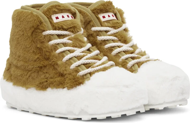 Marni Tan & White Teddy Tennis Sneakers - Image 4