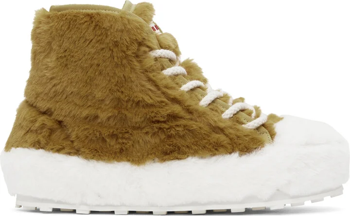Marni Tan & White Teddy Tennis Sneakers