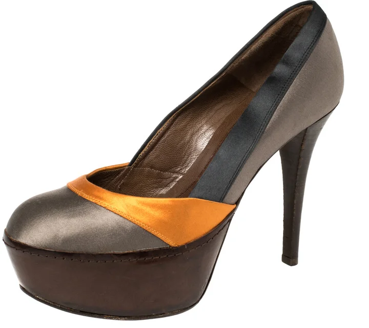 Marni Tri Color Satin Platform Pumps Size 38