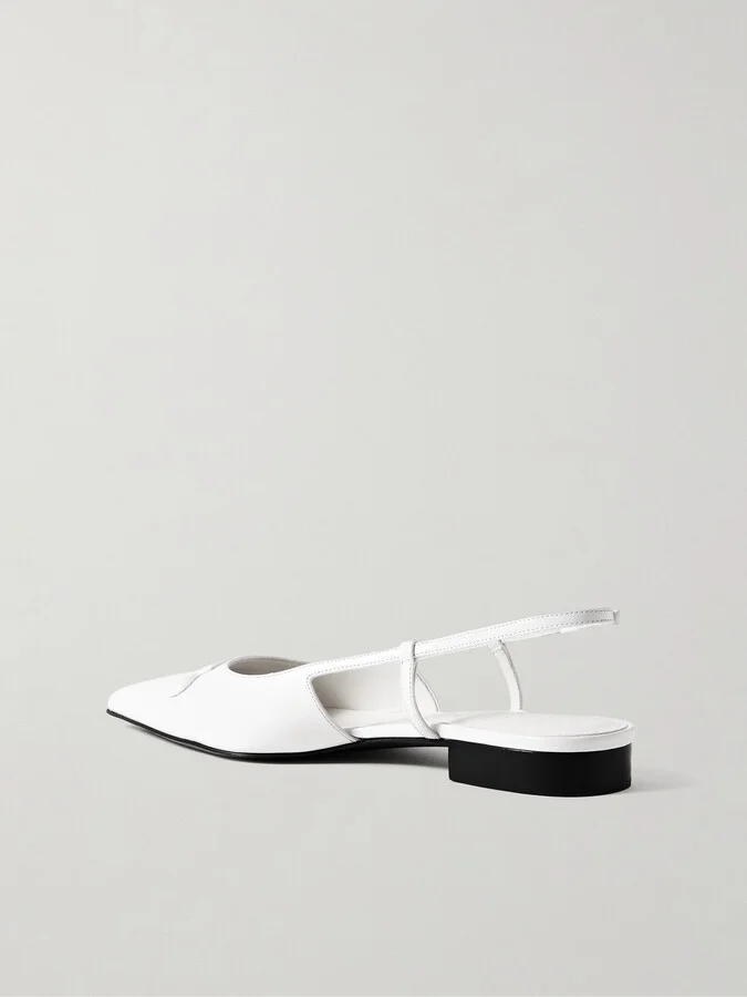 Marni - Trunkaroo Embellished Leather Slingback Point-toe Flats - White - Image 3