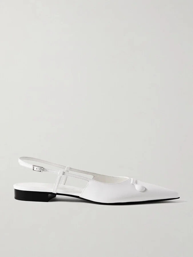 Marni - Trunkaroo Embellished Leather Slingback Point-toe Flats - White