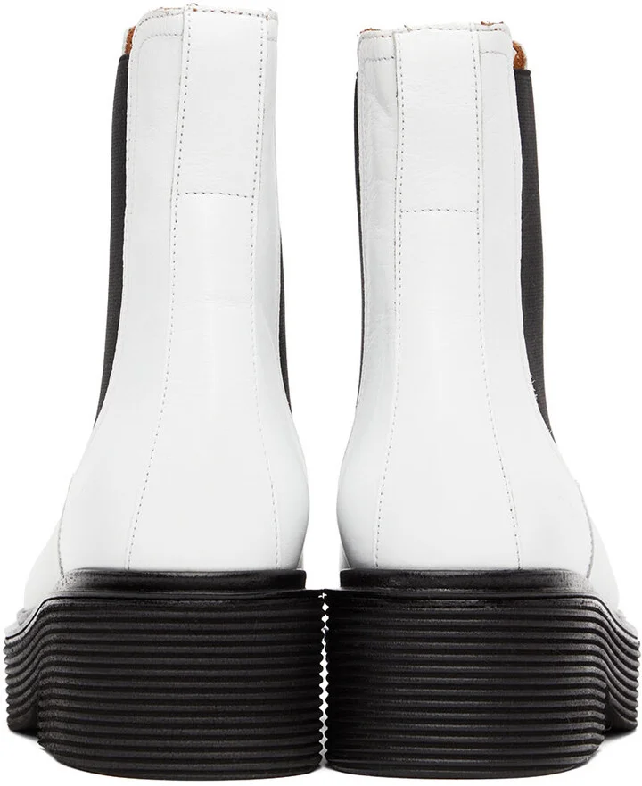 Marni White & Black Leather Chelsea Boots - Image 2