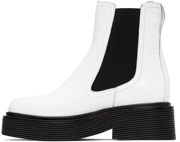Marni White & Black Leather Chelsea Boots - Image 3