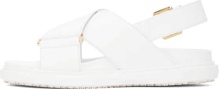 Marni White Leather Fussbett Sandals - Image 3