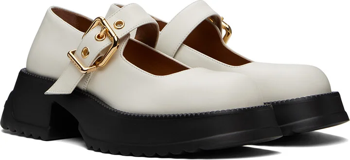 Marni White Leather Mary Jane Loafers - Image 4