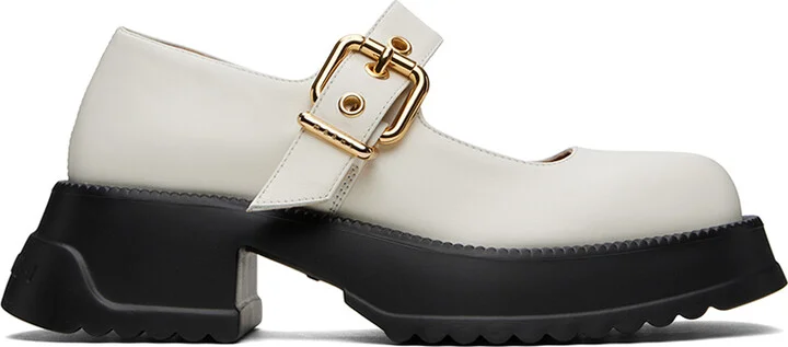 Marni White Leather Mary Jane Loafers