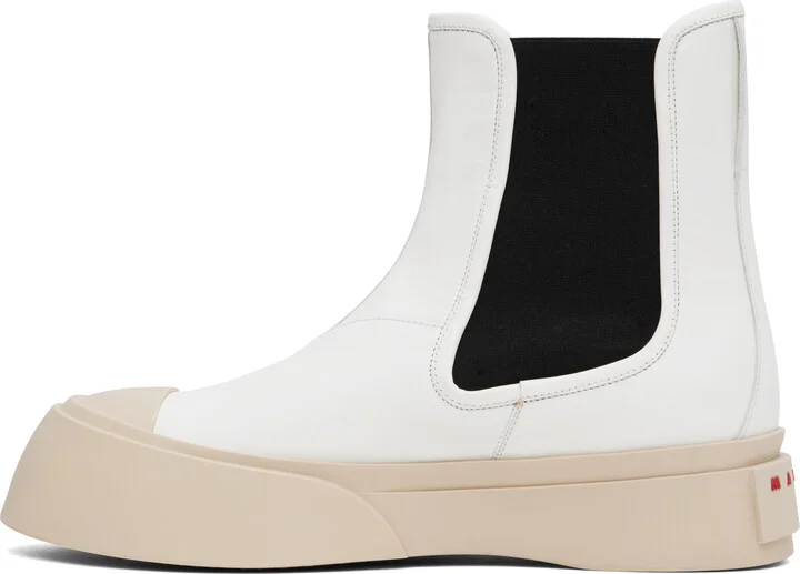 Marni White Leather Pablo Chelsea Boots - Image 3