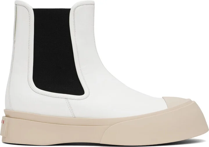 Marni White Leather Pablo Chelsea Boots