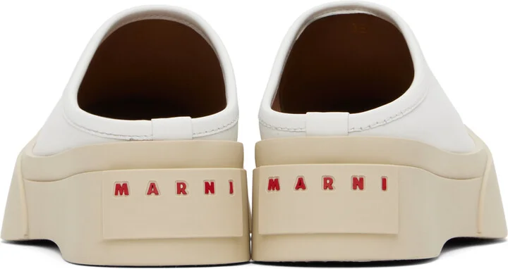 Marni White Leather Pablo Sabot Slippers - Image 2