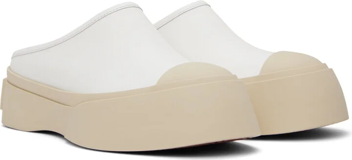 Marni White Leather Pablo Sabot Slippers - Image 4