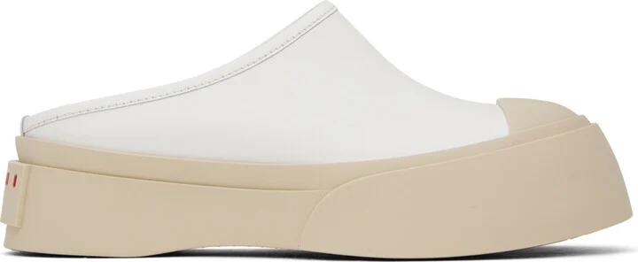 Marni White Leather Pablo Sabot Slippers