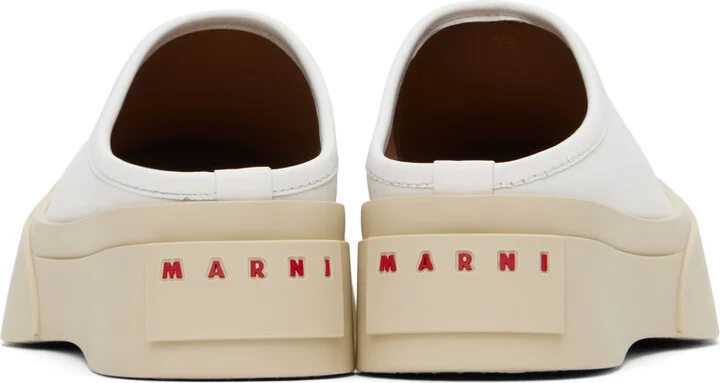 Marni White Leather Pablo Slippers - Image 2