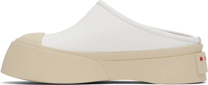 Marni White Leather Pablo Slippers - Image 3
