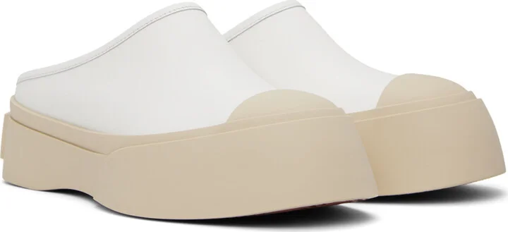 Marni White Leather Pablo Slippers - Image 4