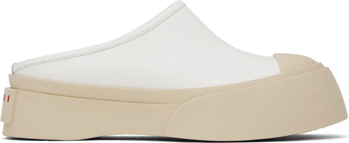 Marni White Leather Pablo Slippers