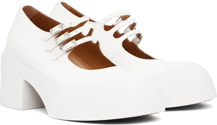 Marni White Pablo Triple-Buckle Mary Jane Heels - Image 4