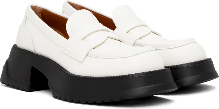 Marni White Pinched Seam Loafers - Image 4