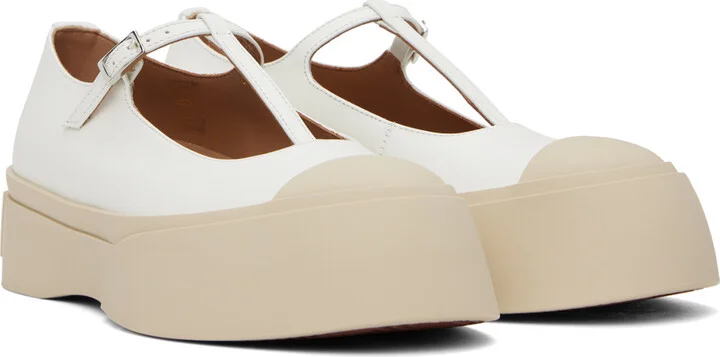 Marni White T-Bar Mary Jane Ballerina Flats - Image 4