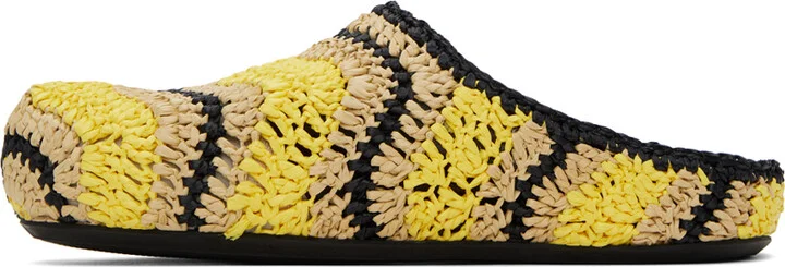Marni Yellow & Beige No Vacancy Inn Edition Fussbett Sabot Mules - Image 3