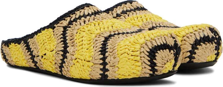 Marni Yellow & Beige No Vacancy Inn Edition Fussbett Sabot Mules - Image 4