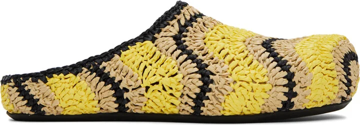 Marni Yellow & Beige No Vacancy Inn Edition Fussbett Sabot Mules