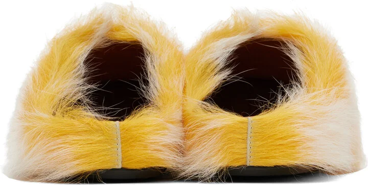 Marni Yellow Long Hair Calfskin Fussbett Slip-on Loafers - Image 2