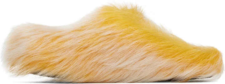 Marni Yellow Long Hair Calfskin Fussbett Slip-on Loafers - Image 3